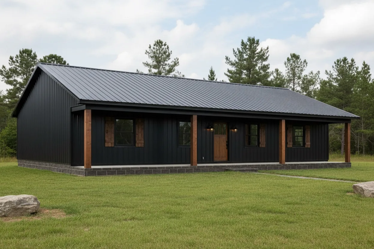 The Heritage (Plan #10) — 3 bed/2 bath, 1800 sq ft wood-framed house kit, exterior view