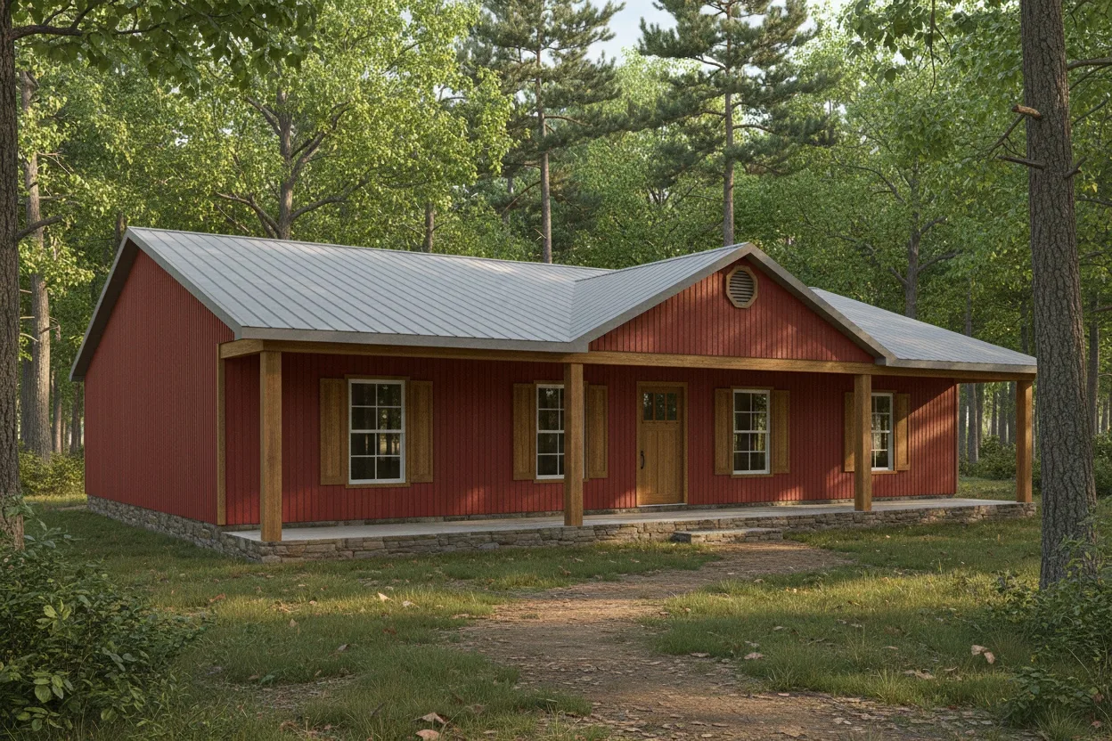 The Highland (Plan #10B) — 3 bed/2 bath, 1800 sq ft wood-framed house kit, exterior view