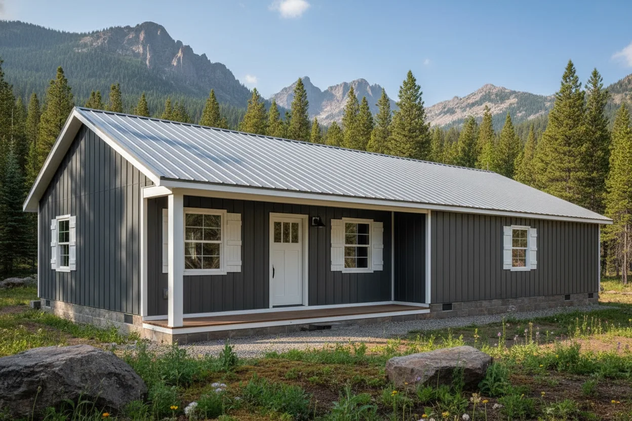 The Broadfield (Plan #11) — 3 bed/2 bath, 1693 sq ft wood-framed house kit, exterior view