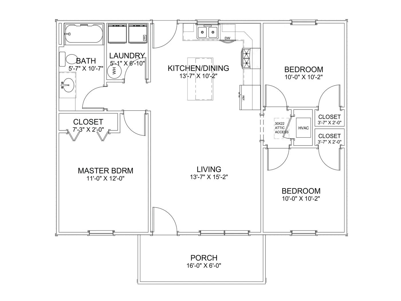 The Compact (Plan #16A) floor plan diagram