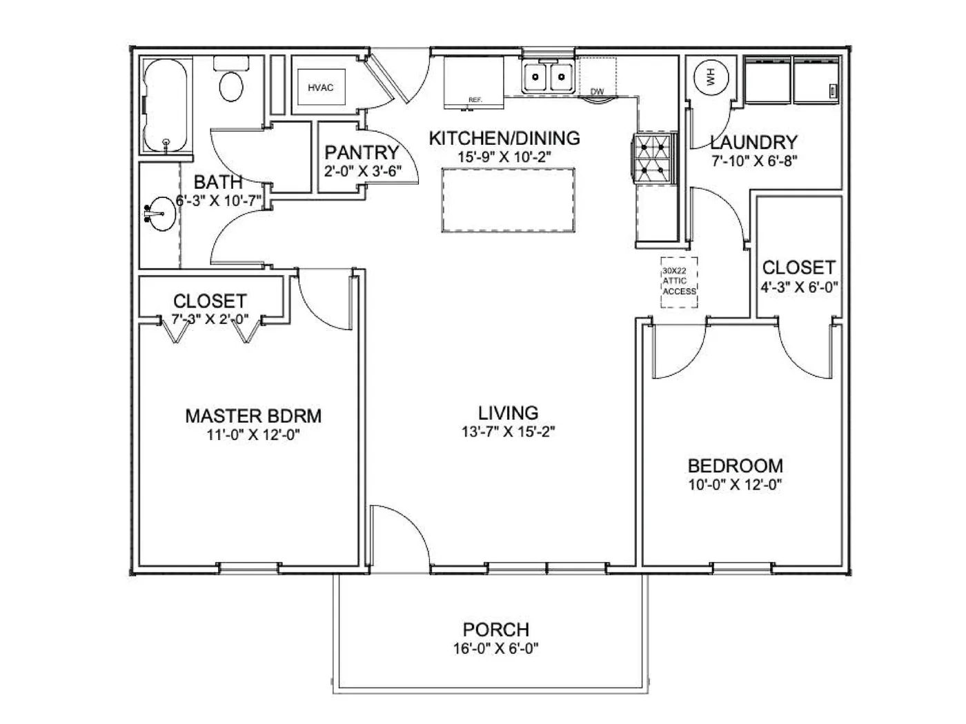 The Bunkhouse (Plan #17B) floor plan diagram