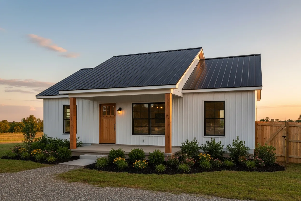 The Hideaway (Plan #17D) — 2 bed/1 bath, 936 sq ft wood-framed house kit, exterior view