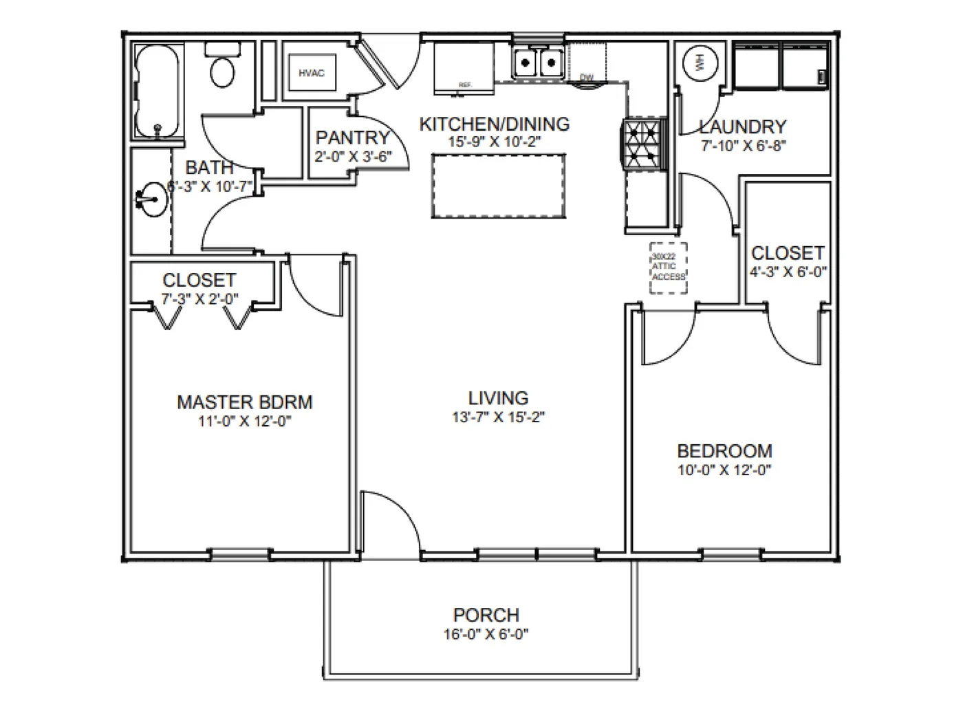 The Hideaway (Plan #17D) floor plan diagram