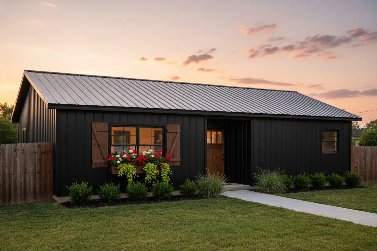 The Homestead (Plan #19) — 3 bed/1 bath, 964 sq ft wood-framed house kit, exterior view