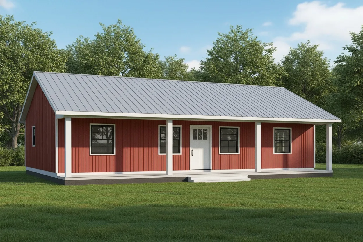 The Ridgeline (Plan #2) — 3 bed/2 bath, 1280 sq ft wood-framed house kit, exterior view