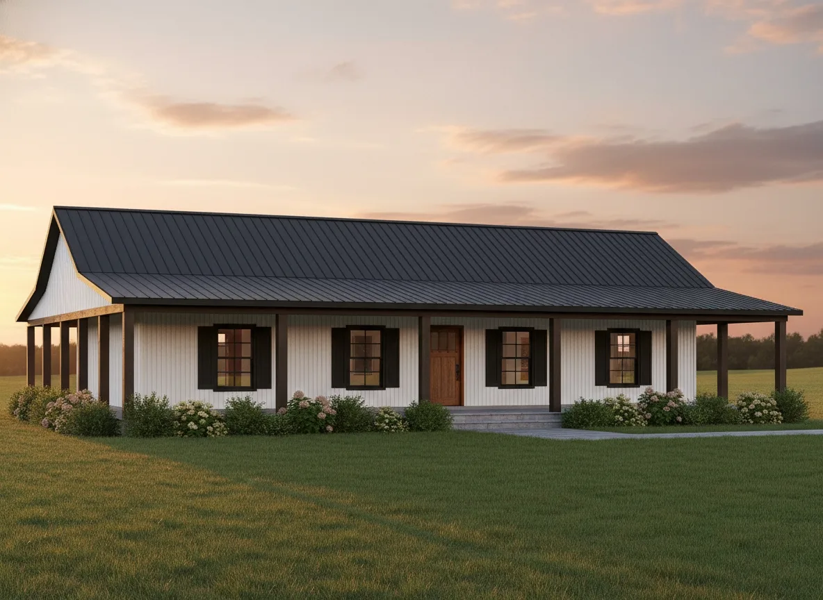The Creekside (Plan #27) — 3 bed/2 bath, 1800 sq ft wood-framed house kit, exterior view