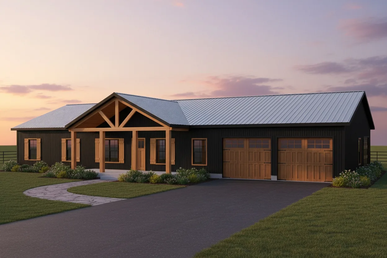 The Premier (Plan #30) — 3 bed/3 bath, 2198 sq ft wood-framed house kit, exterior view