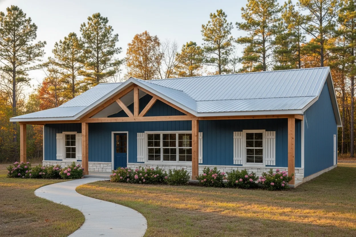 The Crossroads (Plan #37) — 3 bed/2 bath, 1605 sq ft wood-framed house kit, exterior view