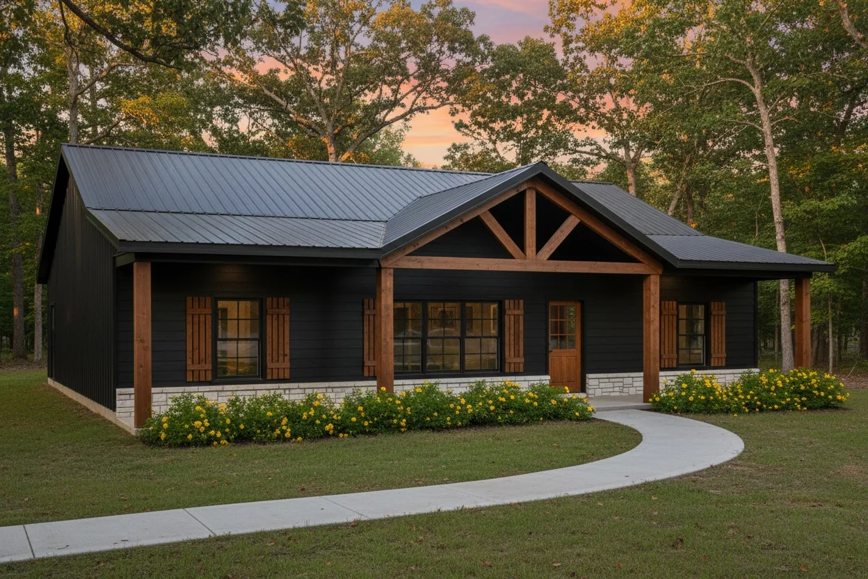 The Junction (Plan #37B) — 3 bed/2 bath, 1605 sq ft wood-framed house kit, exterior view