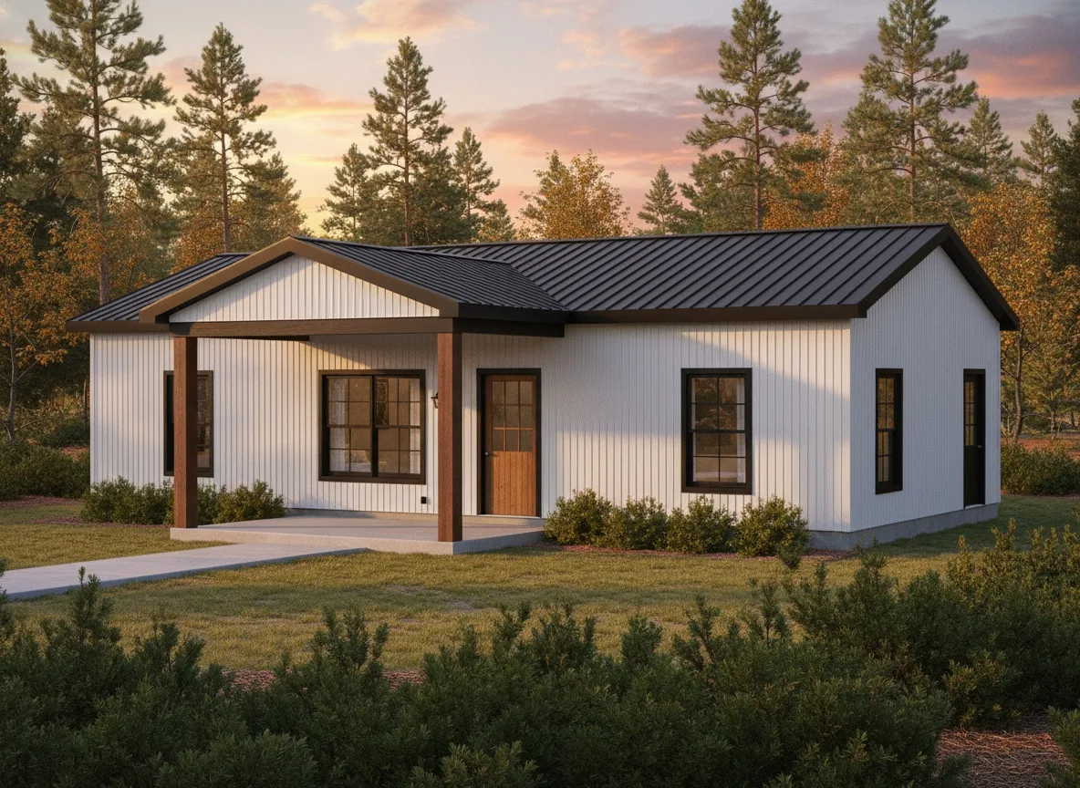 The Weekender (Plan #38) — 2 bed/2 bath, 1012 sq ft wood-framed house kit, exterior view