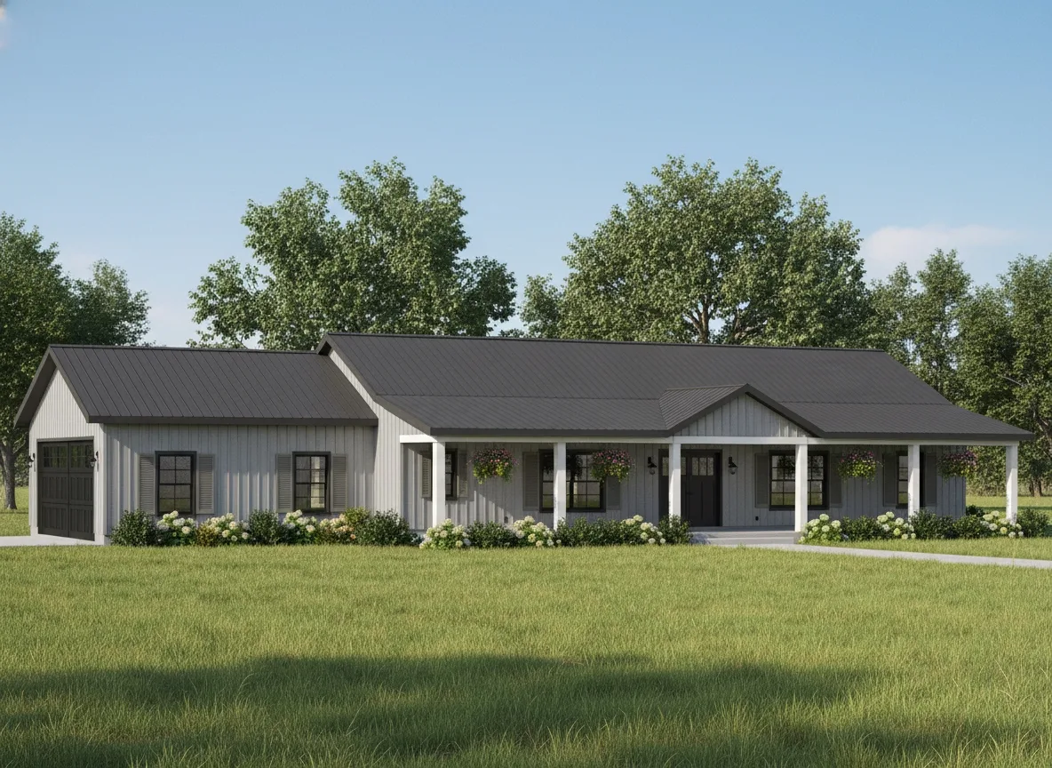 The Keystone (Plan #40A) — 3 bed/2 bath, 1800 sq ft wood-framed house kit, exterior view