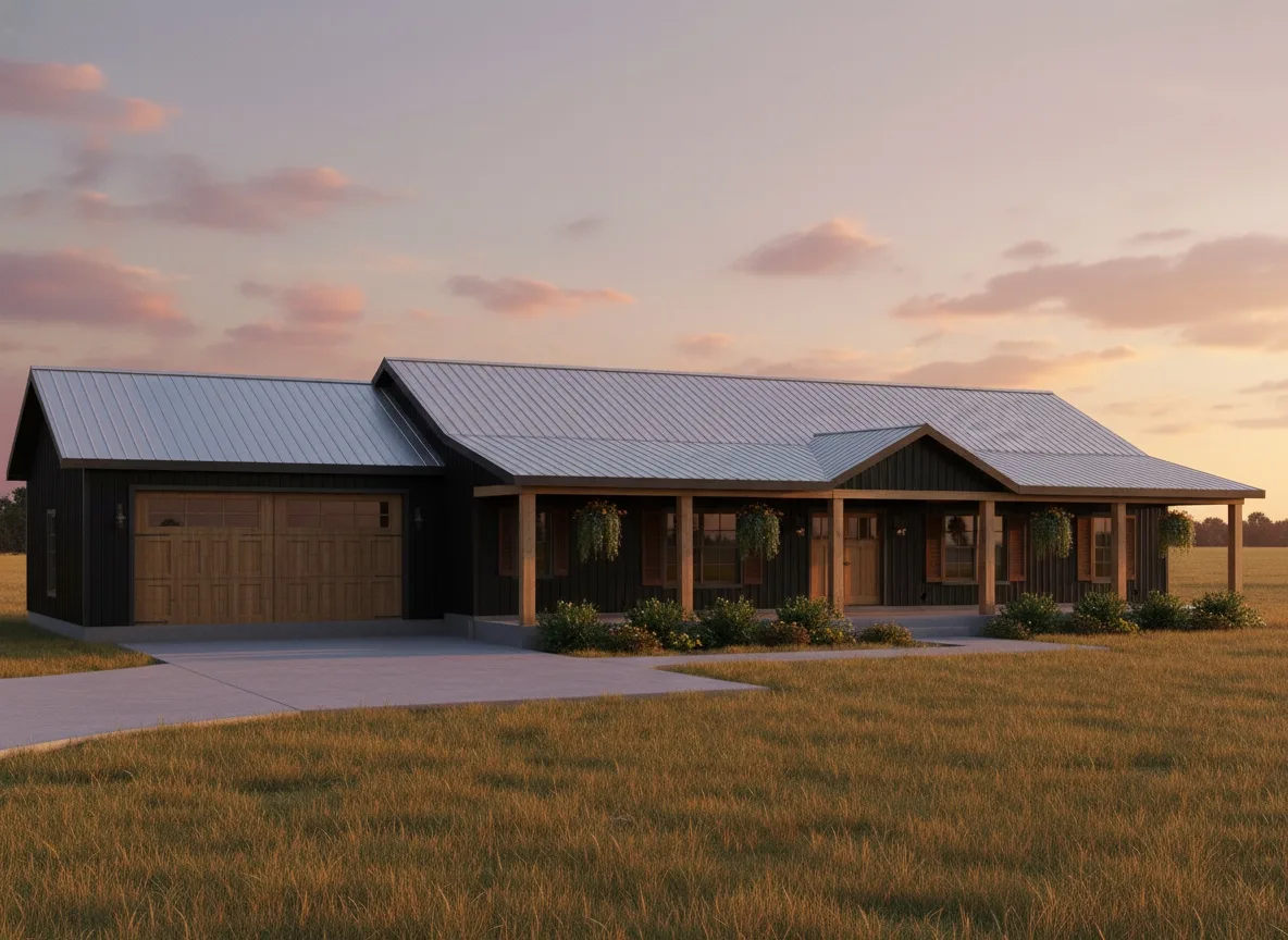 The Timberline (Plan #40B) — 3 bed/2 bath, 1800 sq ft wood-framed house kit, exterior view