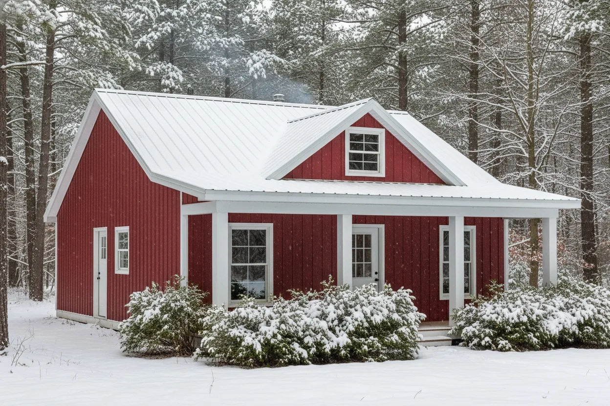 The Outpost (Plan #43B) — 3 bed/2 bath, 952 sq ft wood-framed house kit, exterior view