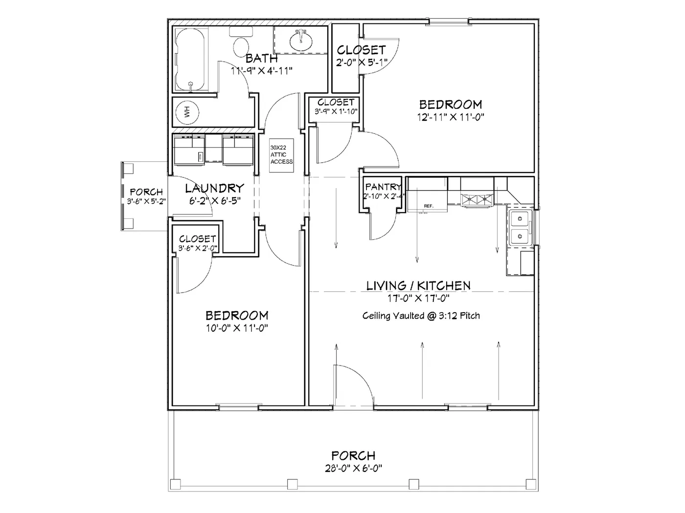 The Cabin (Plan #48L) floor plan diagram