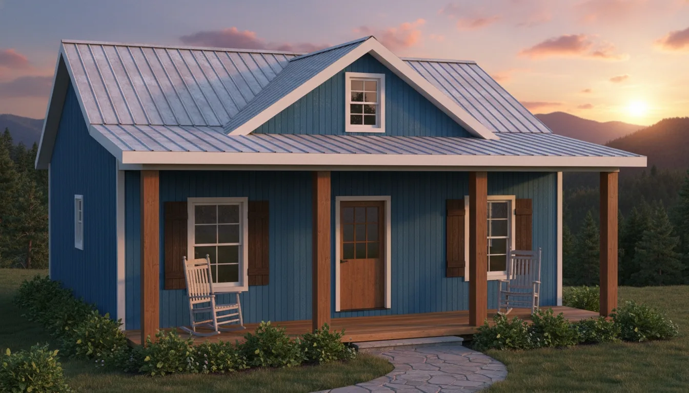 The Woodland (Plan #48R) — 2 bed/1 bath, 812 sq ft wood-framed house kit, exterior view