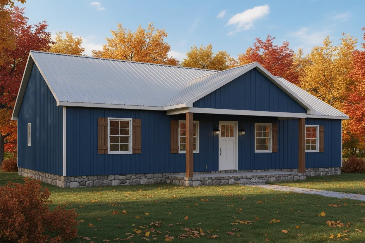 The Longview (Plan #5) — 3 bed/2 bath, 1536 sq ft wood-framed house kit, exterior view