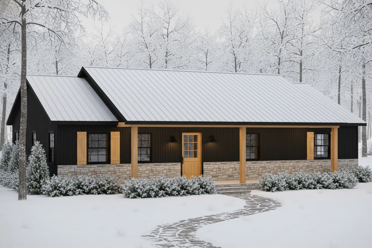 The Haven (Plan #50) — 3 bed/2 bath, 1536 sq ft wood-framed house kit, exterior view