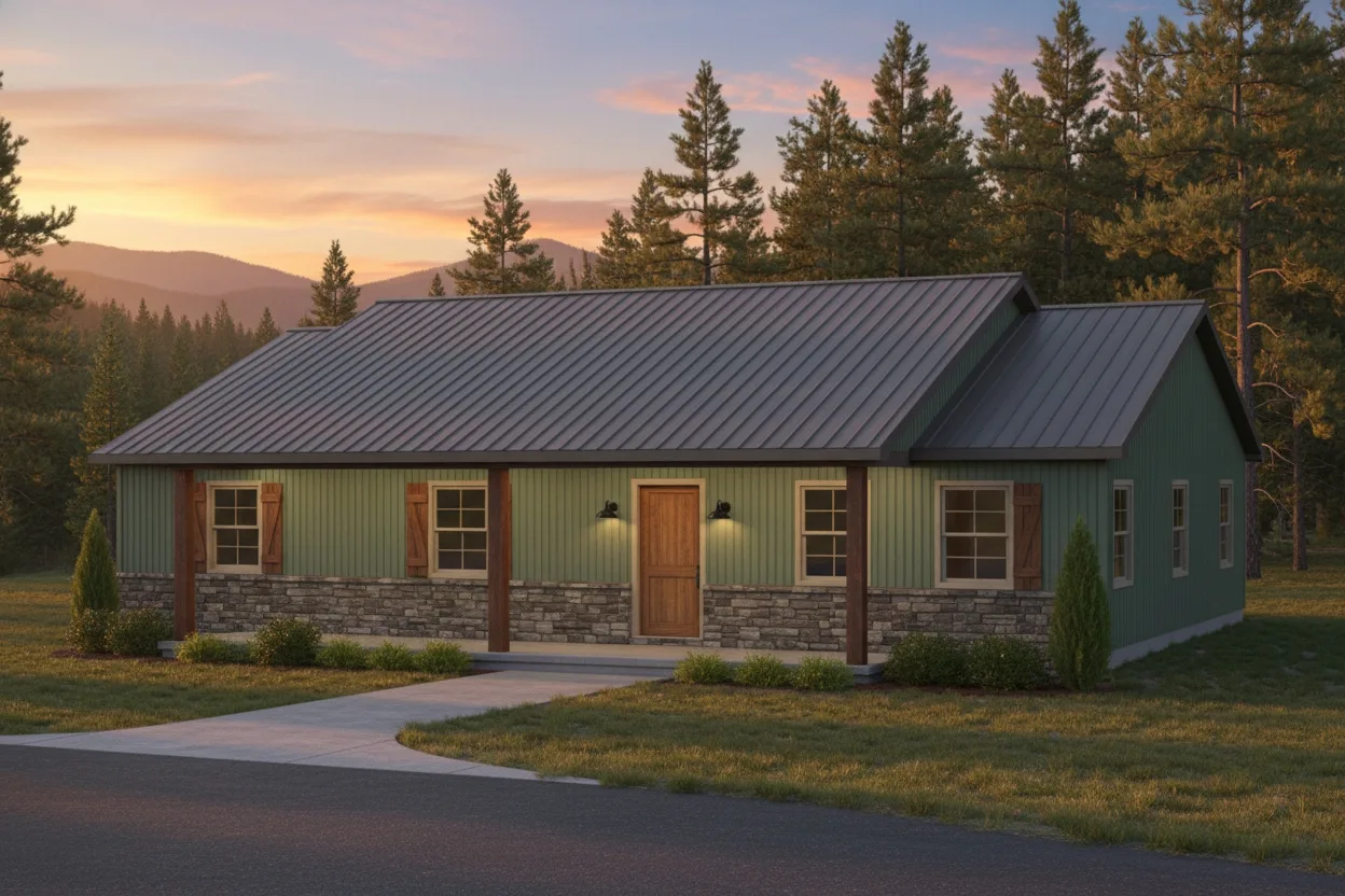 The Harbor (Plan #50B) — 3 bed/2 bath, 1536 sq ft wood-framed house kit, exterior view