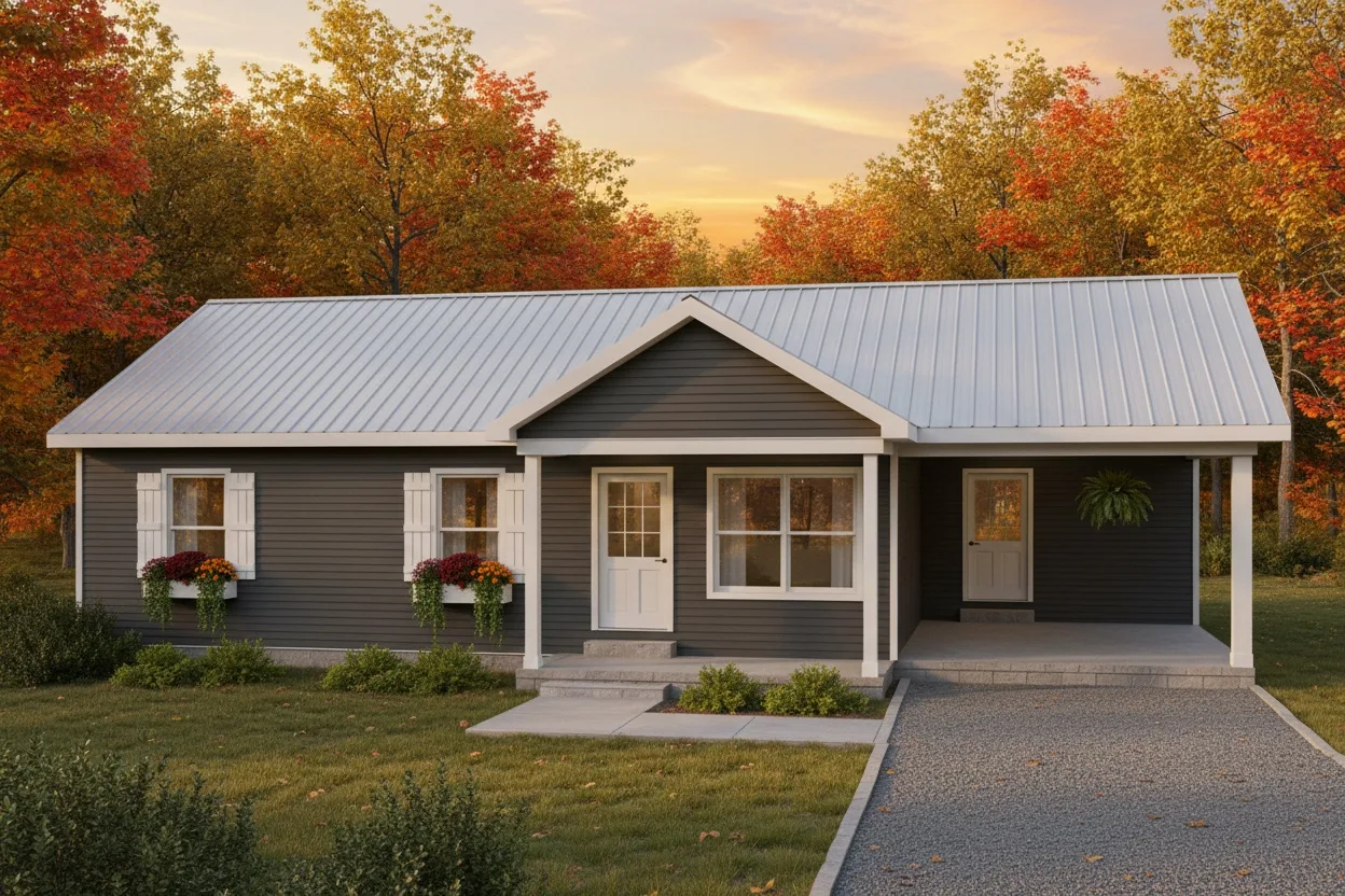 The Willow (Plan #52I) — 3 bed/2 bath, 1120 sq ft wood-framed house kit, exterior view