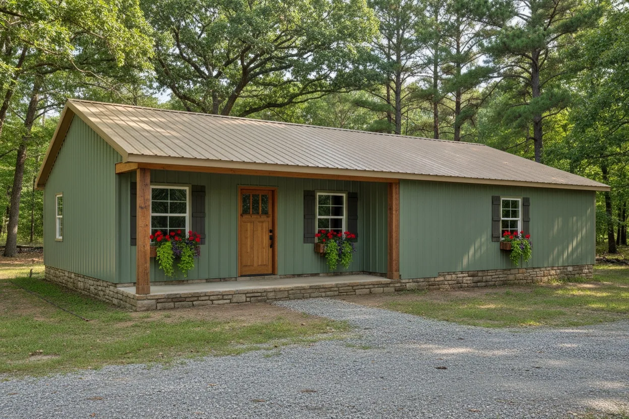 The Ranchero (Plan #7) — 3 bed/2 bath, 1434 sq ft wood-framed house kit, exterior view