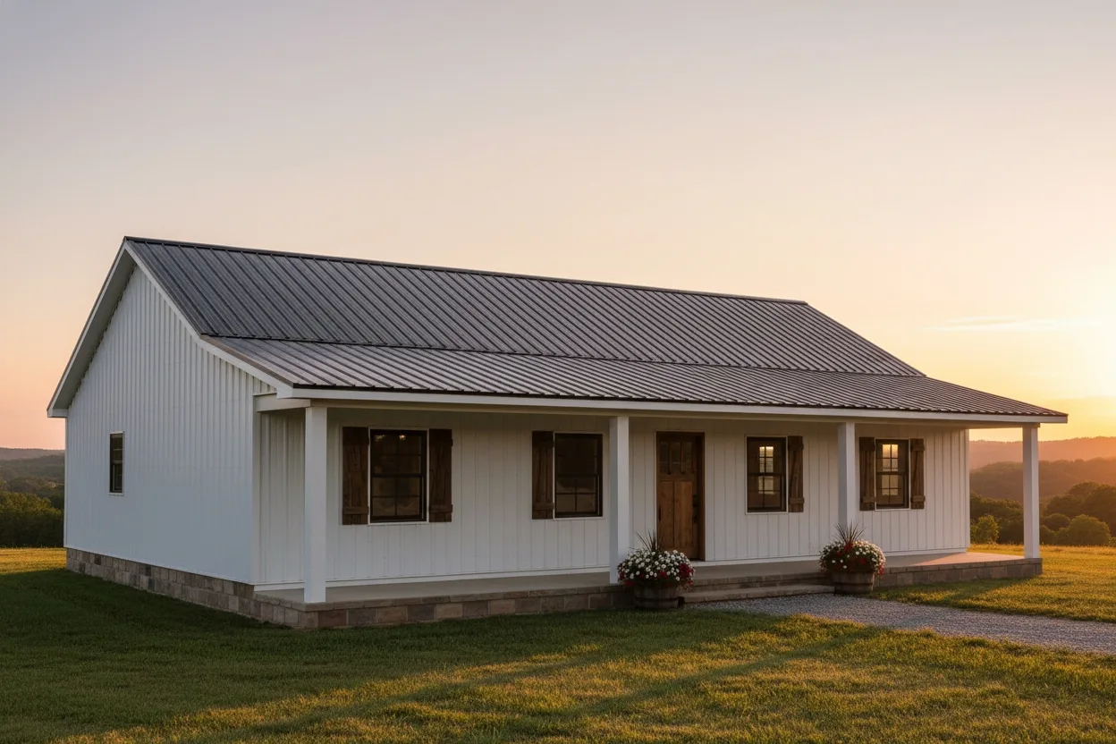 The Countryside (Plan #8) — 3 bed/2 bath, 1536 sq ft wood-framed house kit, exterior view