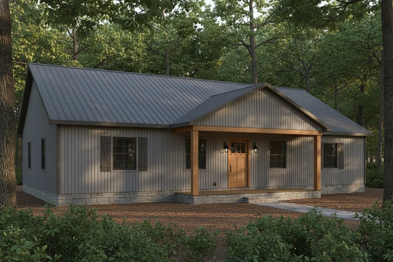 The Patriot (Plan #9) — 3 bed/2 bath, 1800 sq ft wood-framed house kit, exterior view