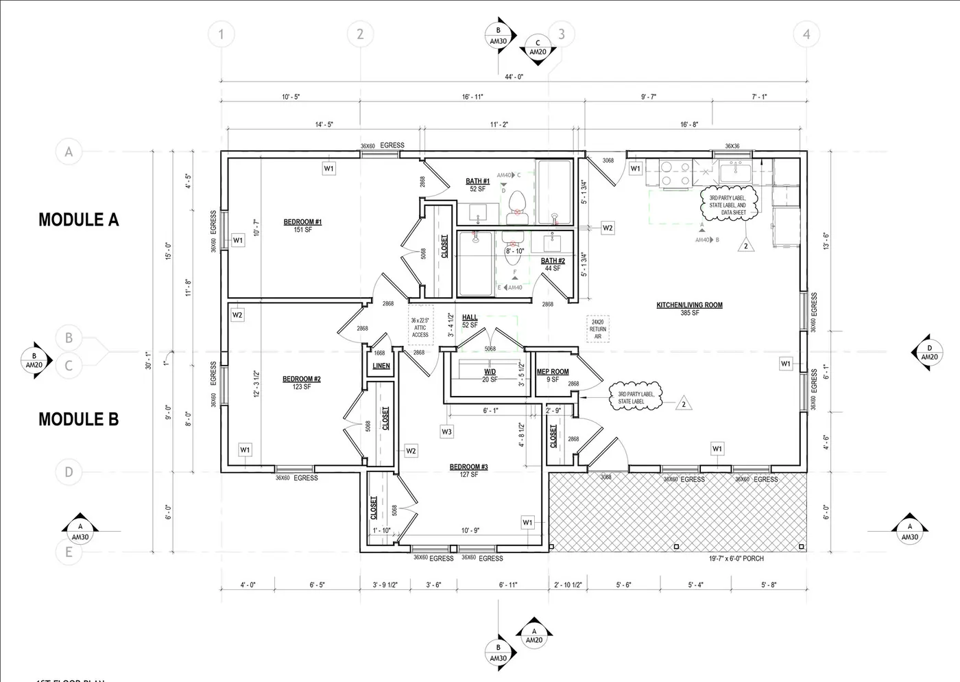 Dogwood modular home floor plan with room dimensions