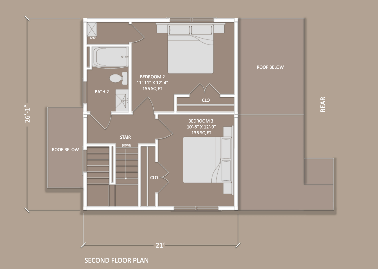 Hickory second floor plan with room dimensions