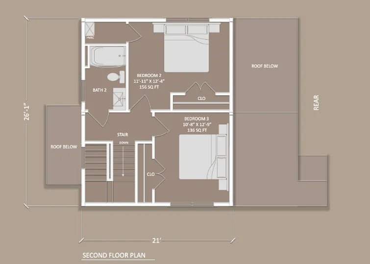 Hickory second floor plan with room dimensions
