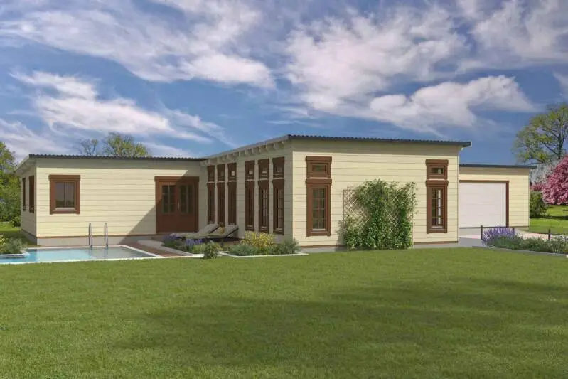 Malibu modern prefab home with tall transom windows