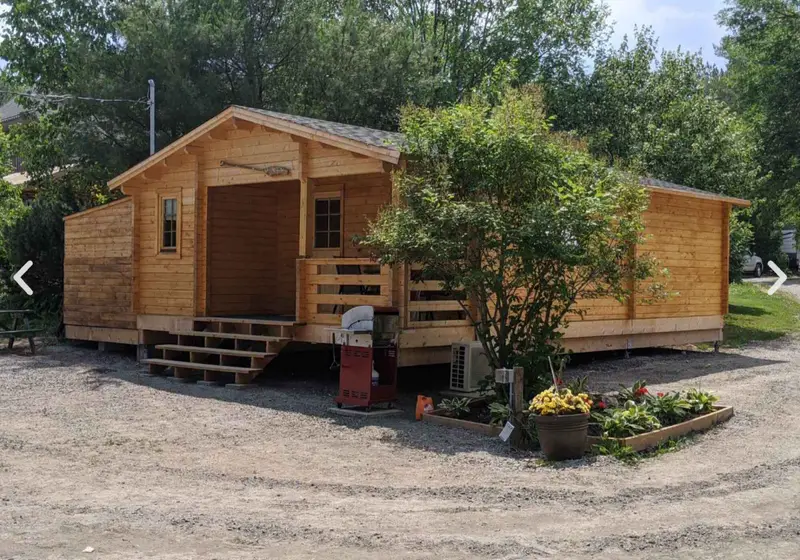 Finished solid-wood prefab home built for a customer