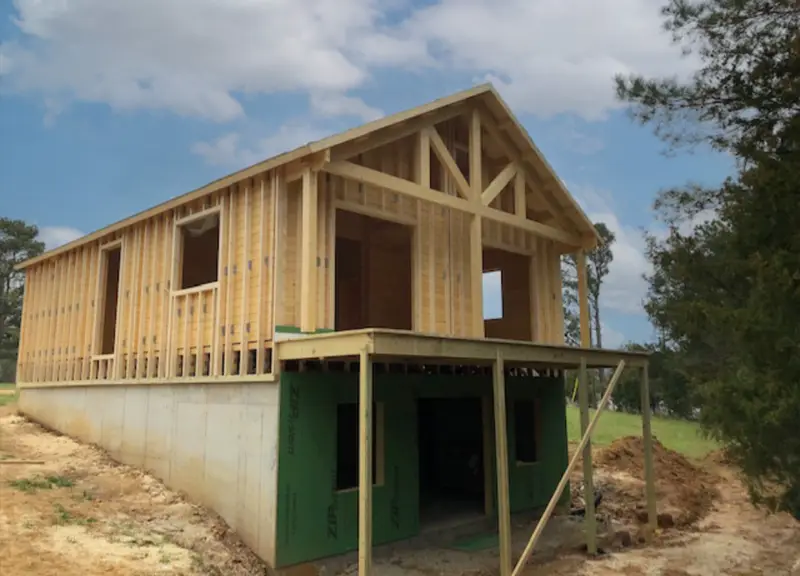 Prefab home framing in progress